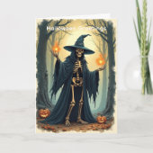 Carte Halloween squelette classique Salutation Vintage (Devant)