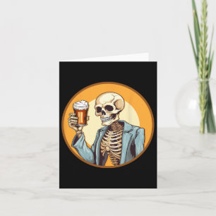 Carte Halloween Squelette de bière à boire