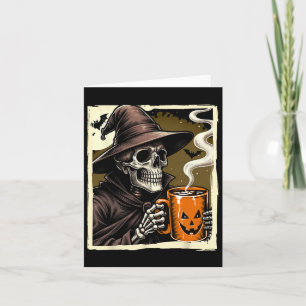 Carte Halloween Squelette de cacao chaud mort dans la me