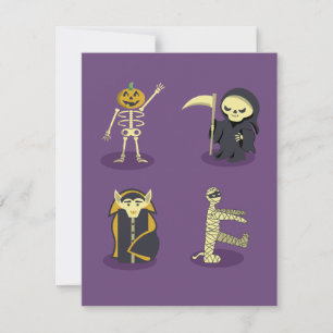 Carte Halloween Squelette Dracula Mummy Griffe Reaper