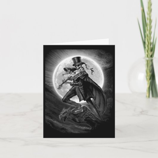 Carte Halloween Squelette Jouer Violon - Rocher Et Roule (Devant)