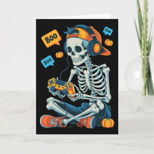 Carte Halloween Squelette Joueur Vidéo Jeu Garçons Homme