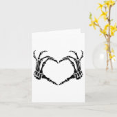 Carte Halloween Squelette Mains de coeur (Fleur jaune)