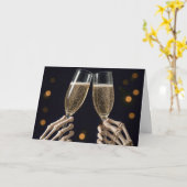Carte Halloween squelette Mariage Champagne Toast (Fleur jaune)