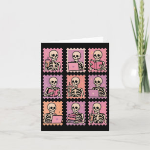 Carte Halloween Squelette tenant du café Postage Timbres
