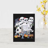 Carte Halloween Squelette Zombie équitation T Rex Funny  (Fleur jaune)