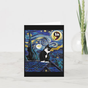 Carte Halloween Starry Nuit Tuxedo Cat Comma La Kamala