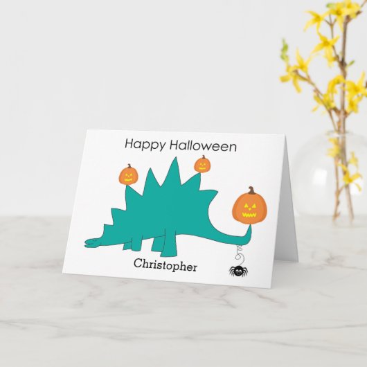 Carte Halloween Stegosaurus Dinosaur (Fleur jaune)