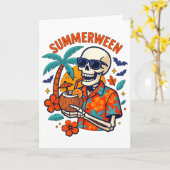Carte Halloween Summer Ween Skeleton Spooky Vacation Flo (Fleur jaune)