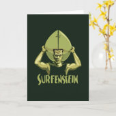 Carte Halloween surfant Frankenstein (Fleur jaune)