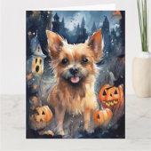 Carte Halloween Terrier Australien Avec Citrouilles Effr (Devant)