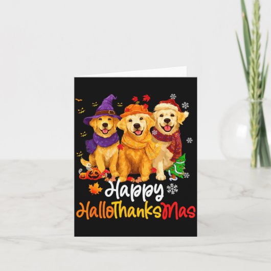 Carte Halloween Thanksgiving Christmas Golden Retriever (Devant)