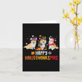 Carte Halloween Thanksgiving Noël Funny Corgi Chiens (Fleur jaune)