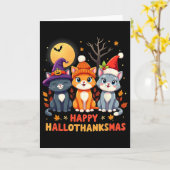 Carte Halloween Thanksgiving Noël Joyeux Hallomerci (Fleur jaune)