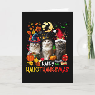 Carte Halloween Thanksgiving Noël Joyeux Hallothanks