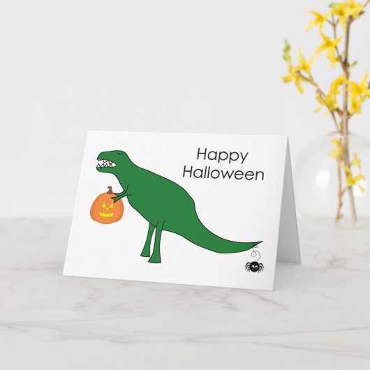 Carte Halloween Trex Dinosaur (Fleur jaune)
