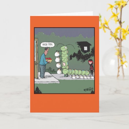 Carte Halloween Trick Caterpillar (Fleur jaune)