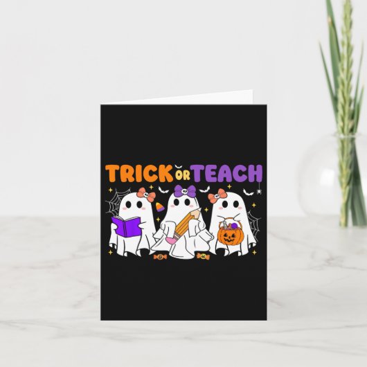 Carte Halloween Trick Ou Enseigner Retro Enseignants Étu (Devant)