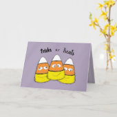 Carte Halloween Trick ou Treat Candy mignonne Whimsical (Fleur jaune)