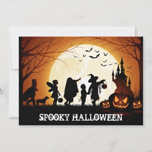 Carte Halloween Tricoter ou traiter les enfants (Devant)