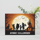 Carte Halloween Tricoter ou traiter les enfants (Debout devant)