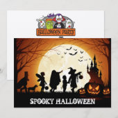 Carte Halloween Tricoter ou traiter les enfants (Devant / Derrière)