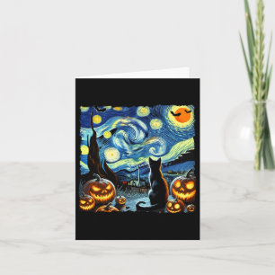 Carte Halloween Van Gogh Starry Nuit Noir Chat