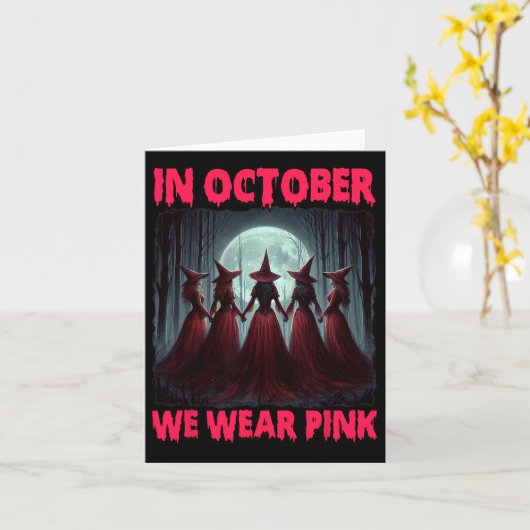Carte Halloween Vibes Le cancer du sein sorcière En Octo (Fleur jaune)