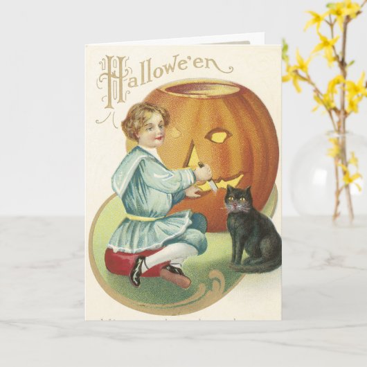 Carte Halloween vintage (Fleur jaune)