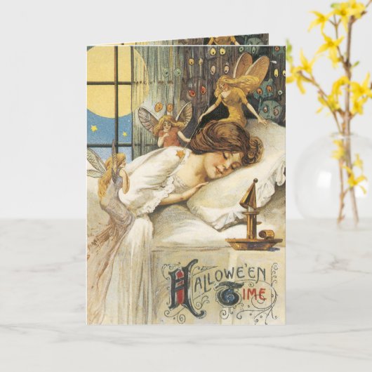 Carte Halloween vintage (Fleur jaune)