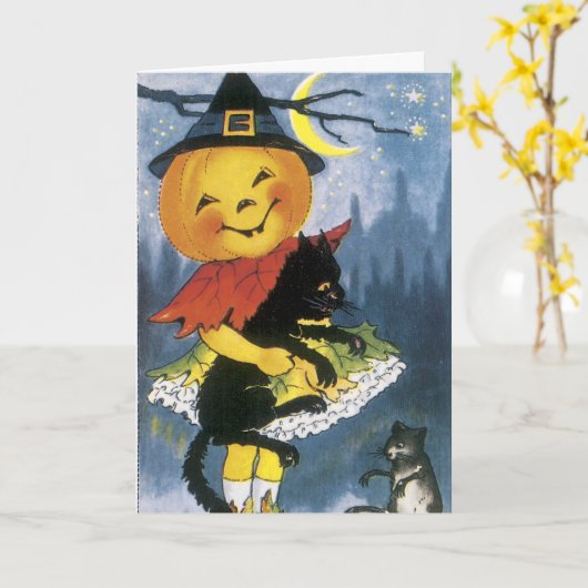 Carte Halloween vintage (Fleur jaune)