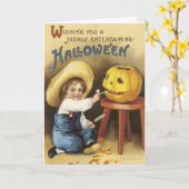 Carte Halloween vintage (Fleur jaune)