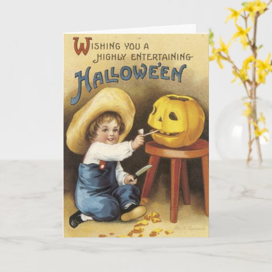 Carte Halloween vintage (Fleur jaune)