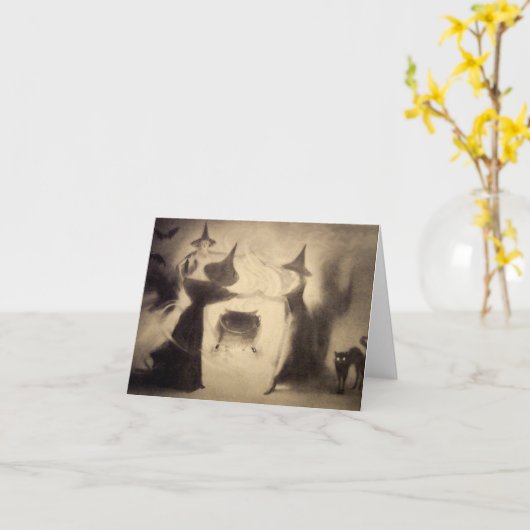 Carte Halloween vintage (Fleur jaune)