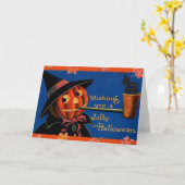 Carte Halloween vintage (Fleur jaune)