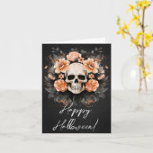 Carte Halloween vintage au crâne floral (Fleur jaune)