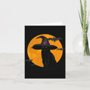 Carte Halloween vintage Cat noir costume sorcière Ha