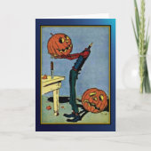 Carte Halloween Vintage de tête de Citrouille "san (Devant)