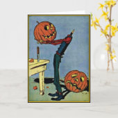 Carte Halloween Vintage de tête de Citrouille "san (Fleur jaune)