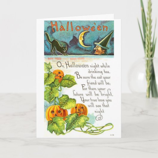 Carte Halloween vintage - Lire les Feuilles de thé, (Devant)