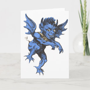 Carte Halloween vintage, Malheur effrayant Gargoyle Demo