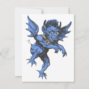 Carte Halloween vintage, Malheur effrayant Gargoyle Demo