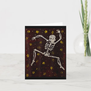 Carte Halloween Vintage squelette dansant Saison Squelet