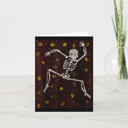 Carte Halloween Vintage squelette dansant Saison Squelet (Devant)