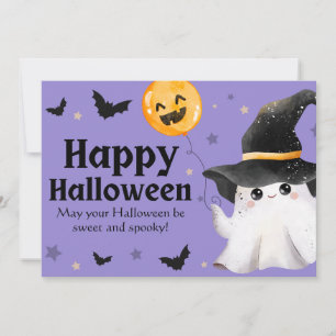 Carte Halloween violet illustratif heureux