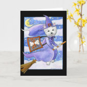 Carte Halloween Westie (Fleur jaune)
