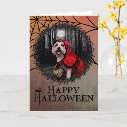 Carte Halloween - Westie - Madame (Fleur jaune)