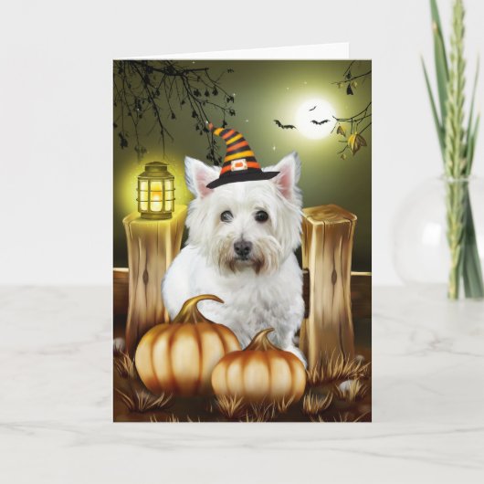 Carte Halloween White Terrier Dog West Highland (Devant)
