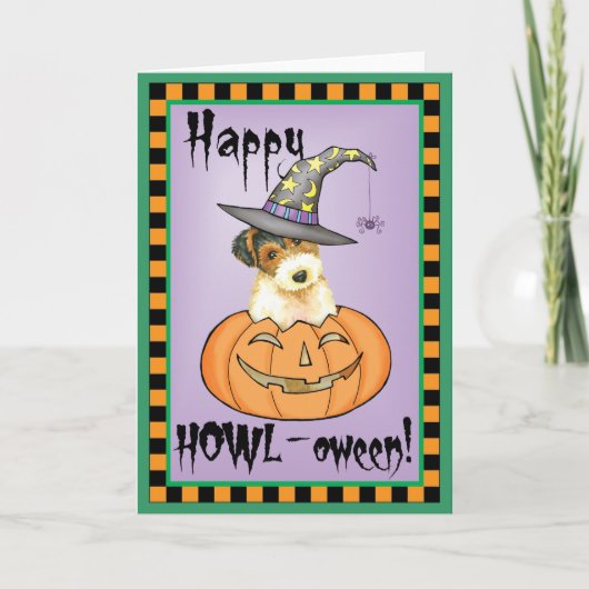 Carte Halloween Wire Fox Terrier (Devant)