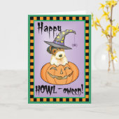 Carte Halloween Wire Fox Terrier (Fleur jaune)